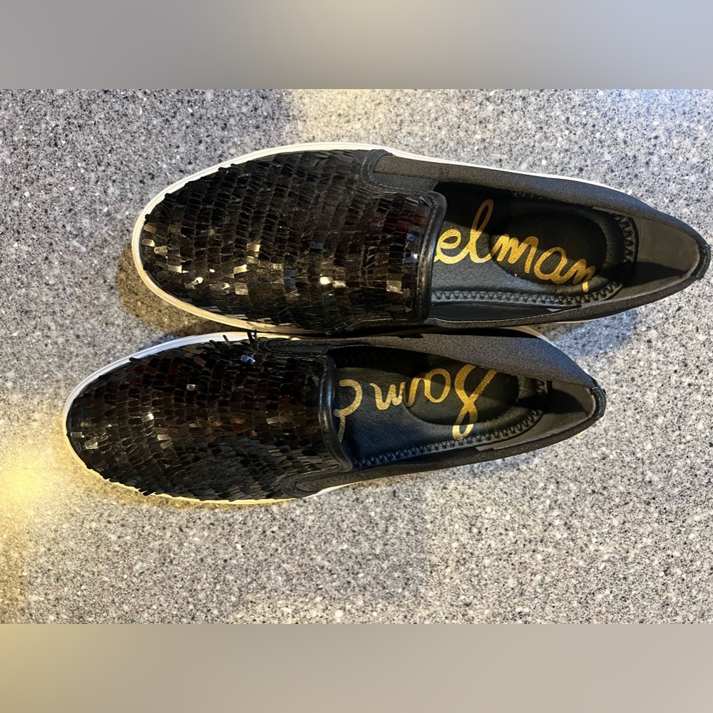 Sam Edelman Black Slip-On sequin.  Like new because they are too big for me.